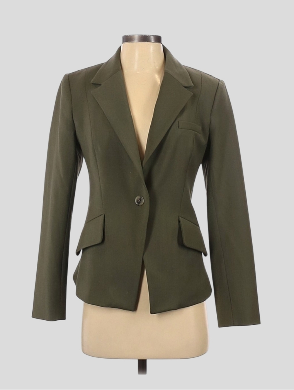 MM Lafleur Tailored Single Breasted Wool Blazer - olive - Women's Size 4